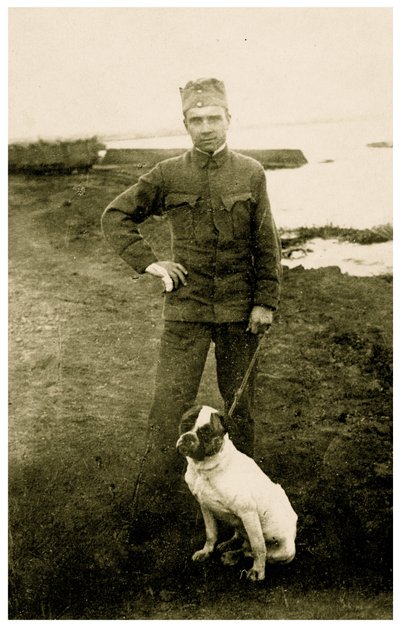 Russian Soldier with Dog, 1914-18 by Russian Photographer